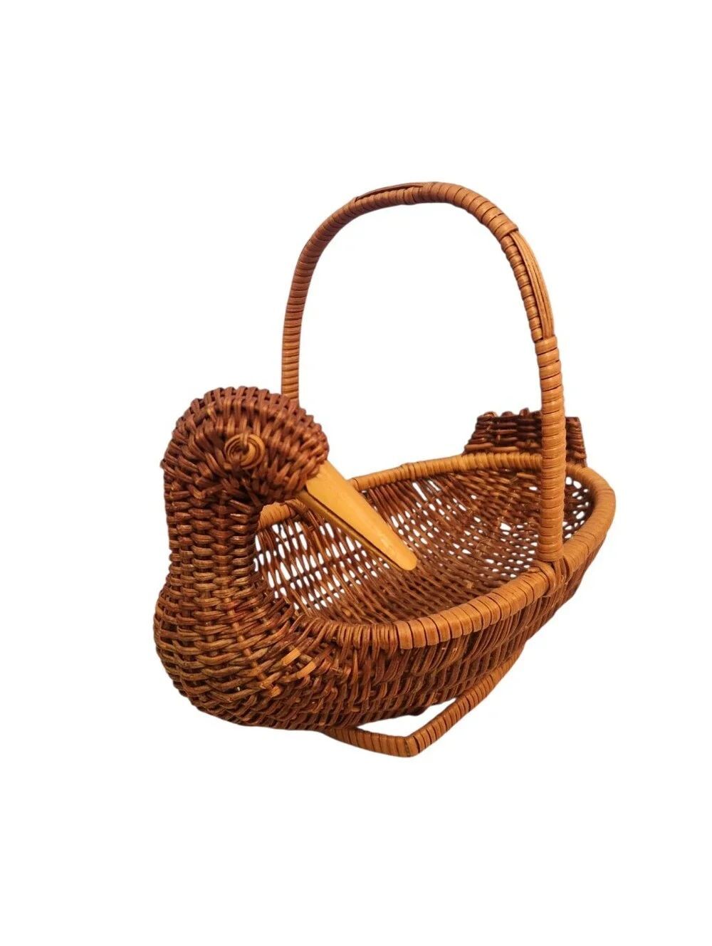 Vintage Goose Wicker Basket Cottagecore Small with Handle Farmhouse Decor - Picture 2 of 6